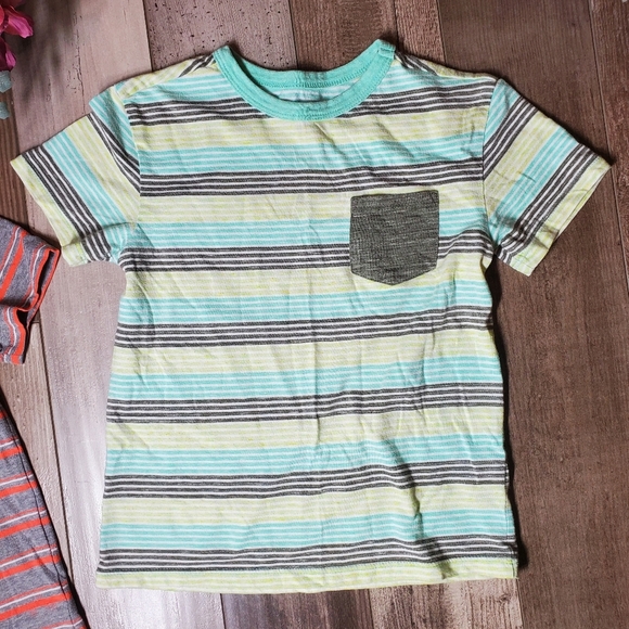 Cat & Jack 2 Pc Striped Short Sleeve Pocket T-Shirt Bundle Boys Size XS 4/5 EUC - Picture 9 of 13